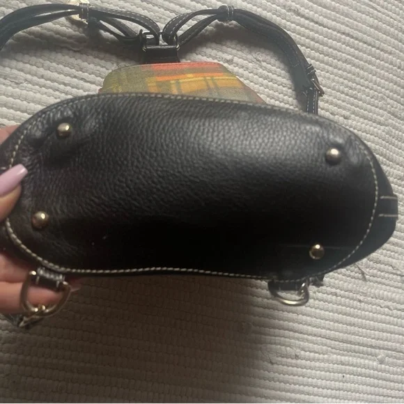 Vintage Dooney Bourke Plaid Bucket Bag Drawstring Equestrian Rare